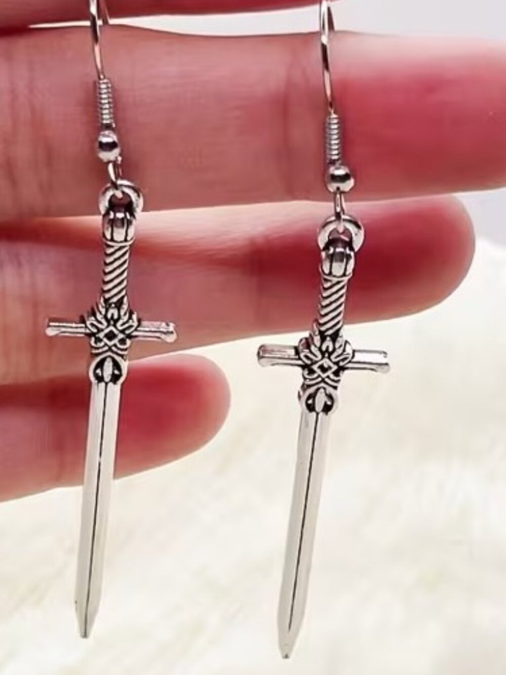 Medieval Sword Earrings Cross Dangle Zinc Alloy Gothic Renaissance New